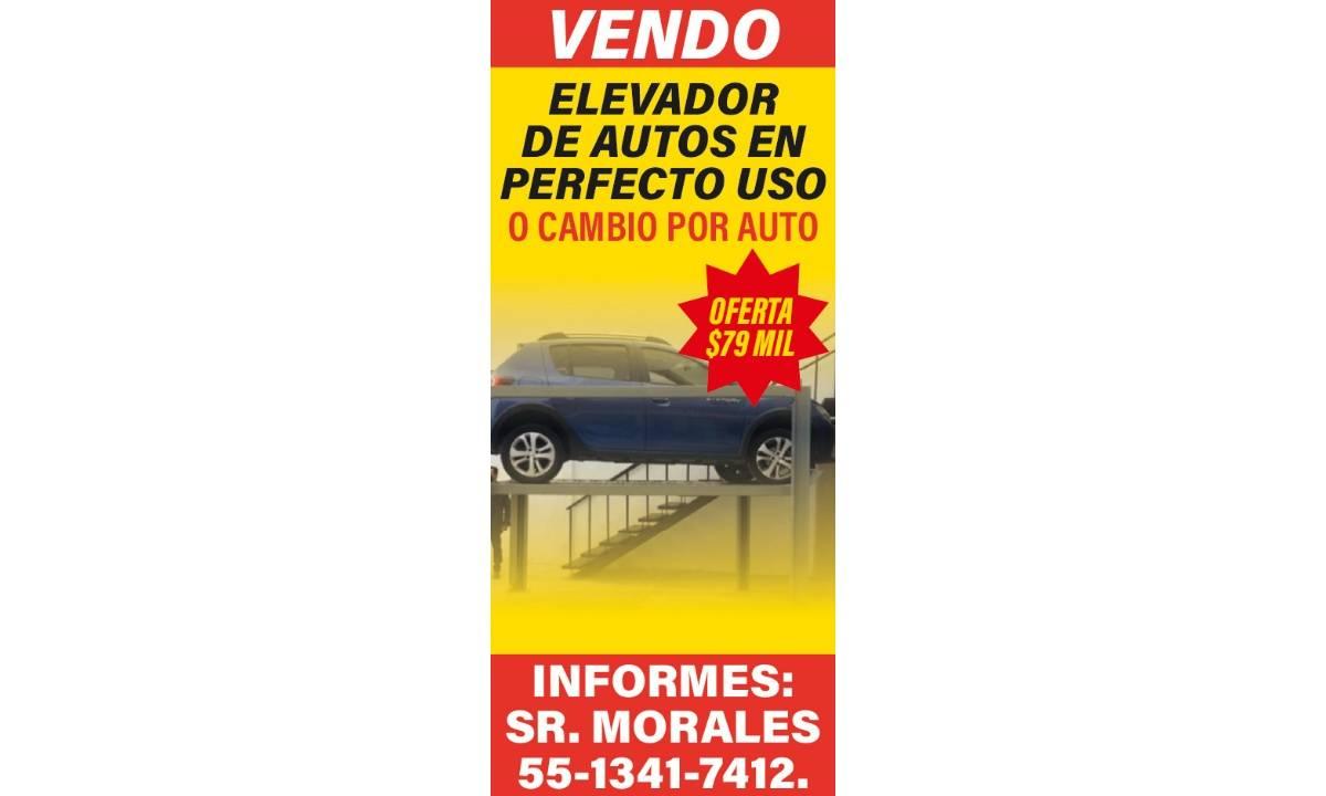 VENDO ELEVADOR DE AUTOS EN PERFECTO USO CAMBIO POR AUTO